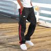 Men Pants with Multi Pockets Drawstring Elastic Waist Wide Leg Loose Cargo