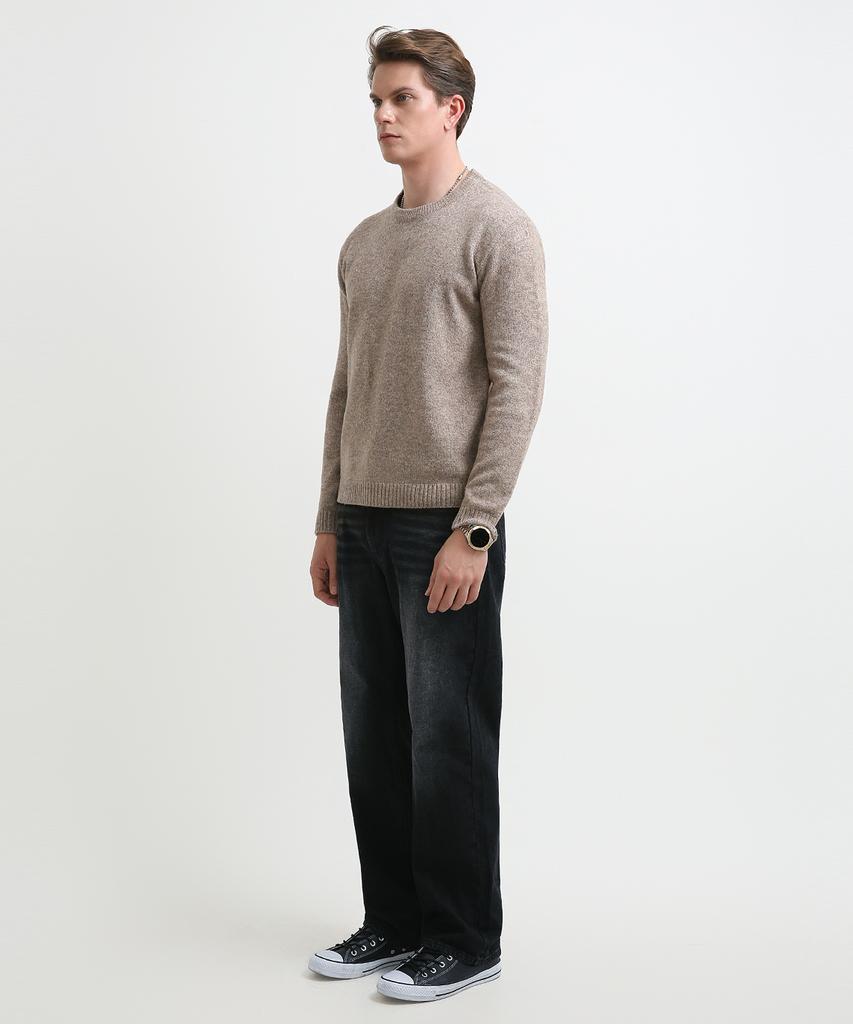 Seuteulaikeu Fine Blend Classic Crew Neck Knit (Light Brown)