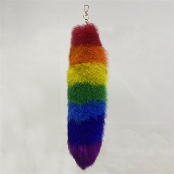 Enorme Pluizige Nepbont Vosstaart Sleutelhanger Tas Charms Therian Staart Vosstaart Sleutelhanger Bont Hanger Sleutelhanger Pluche Hanger Cadeau Voor brown