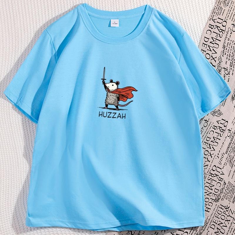 

Huzzah Rat with Sword Tshirt Funny Huzzah Graphic Rat Knight Graphic T Shirts Causal Cotton Short Sleeve Round Neck Clothing 4XL