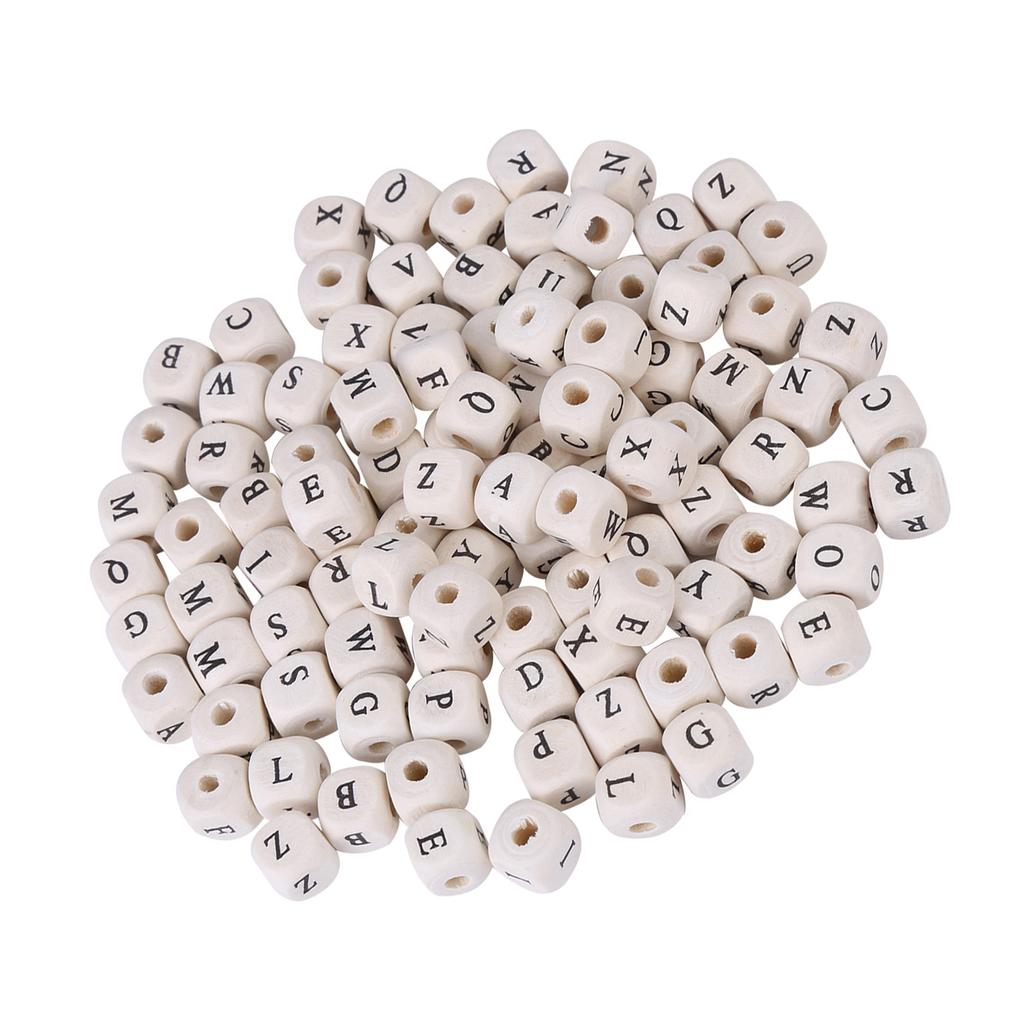 100pcs Mixed Maple Square Bead Letter Cube Loose Spacer Beads For DIY Jewelry Making