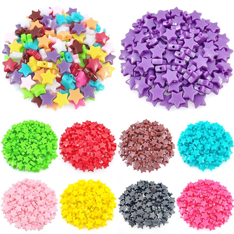 Home Party Supplies Stars Shape Bracelet Necklace Accessories Loose Beads For Jewelry Making Findings DIY Acrylic 11mm 50Pcs Multicolor Spacer Beads