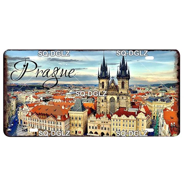 

Europe City 15x30CM Plate Metal Sign Vintage Plaque Tin Sign Wall Decor For Bar Country Ireland/Paris/Prague Poster 30x15cm