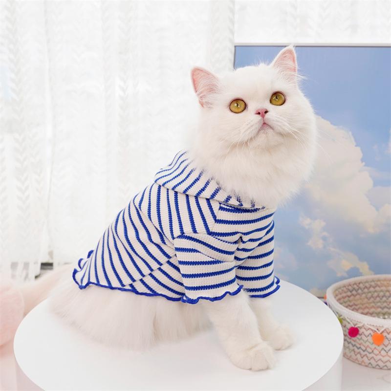 Pet Autumn and Winter Clothing Striped Hat Cat Bigfoot Dog Cat Clothing Teddy Bigbear Dog Supplies