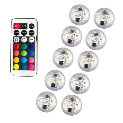 10Pcs Mini Submersible RGB Led Light with Remote for Vase Fish Tank Hot Tub Pool