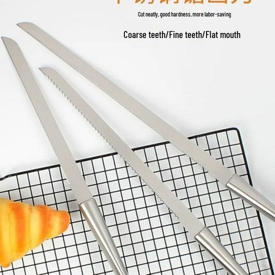 

Нержавеющая сталь Зубчатый нож для хлеба и торта с поперечной ручкой 8-inch Coarse Teeth
