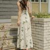 Elegant French Resort-Style Off-The-Shoulder V-Neck Butterfly Print H-Line Dress for Women