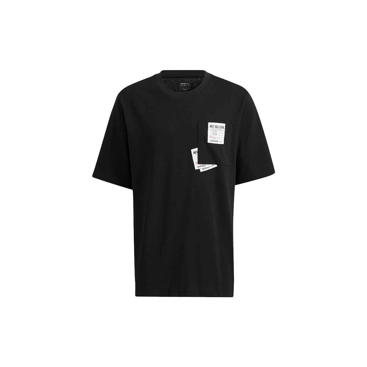 adidas neo M Bqfd Tee 3 Splicing Pocket Loose Sports Short Sleeve Black Men s H62005 M