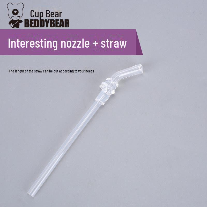 Original Bear Silicone Straw Cup Set: Includes Suction Cup, Mouthpiece, Hose, and Coaster for Kids' Learning and Drinking.