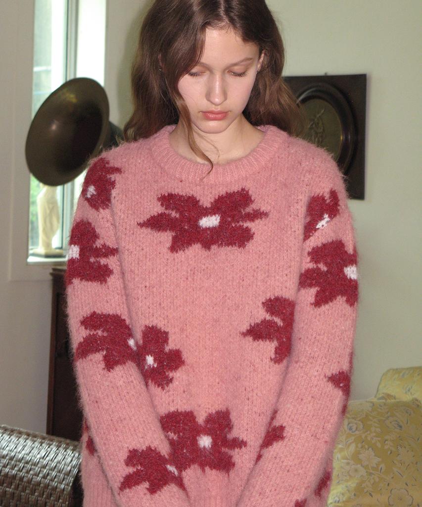SINOON Flower Pullover Knit (Pink)