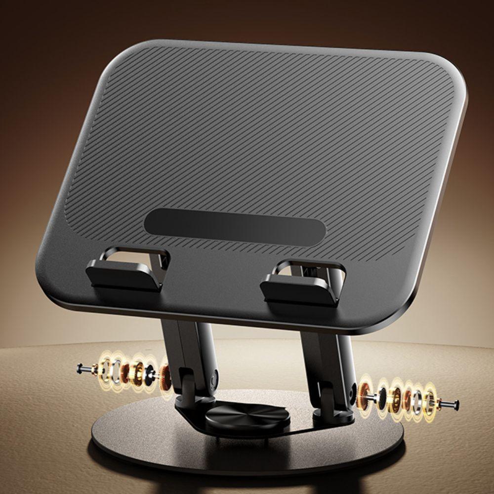 Height Adjustable 360° Rotation Notebook Stand Carbon Steel Foldable Storage Tablet Stand Non-slip Base Space-saving