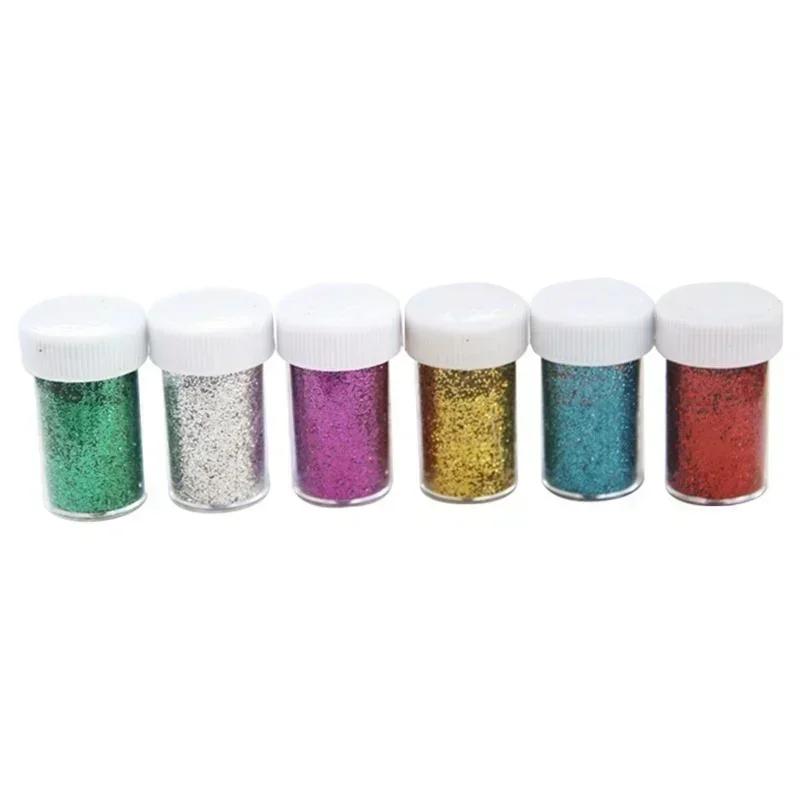6 Bottles of DIY Handmade Tool Accessories In Random Colors Glitter Powder Nail Art Supplies Powder Painting Decorative Powder