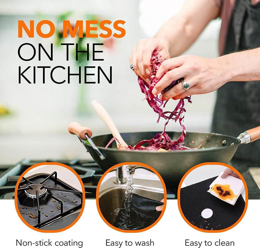 10PCS Teflon gas stove pad gas stove protective cover, stove burner liner, stove countertop protective cover