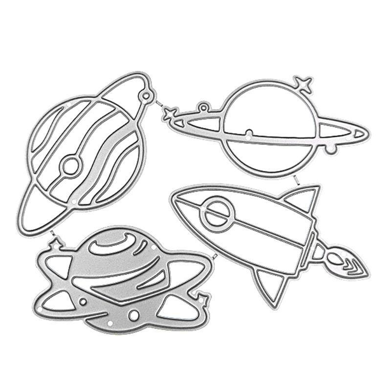 

Planet Rocket Metal Cutting Dies Stencil Scrapbooking DIY Album Stamp Paper Card Embossing Decor Craft серебряный