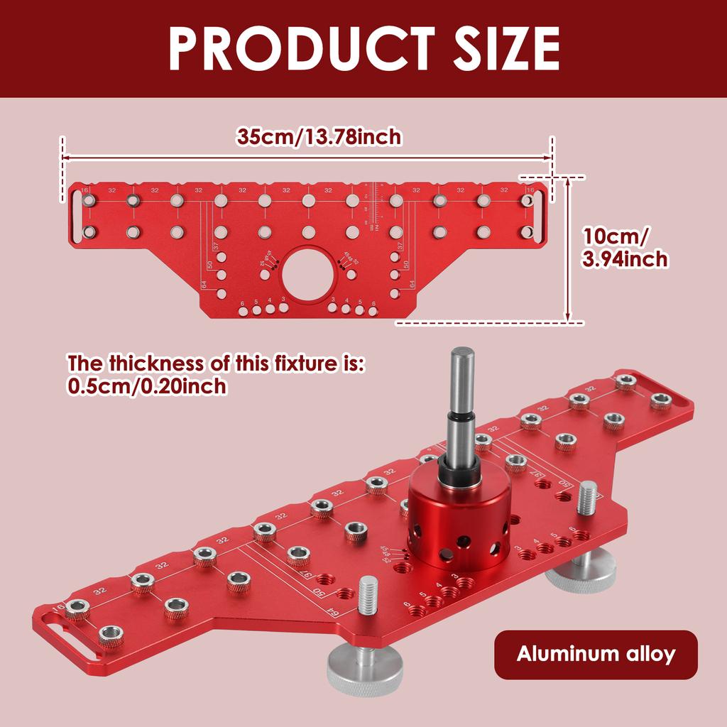 2 In 1 Shelf Pin Jig and Cabinet Hinge Jig Shelf Pin Drilling Jig 5mm 1/4" Hole Drill Bits Cabinet Hardware Jig Tool Drill Guid