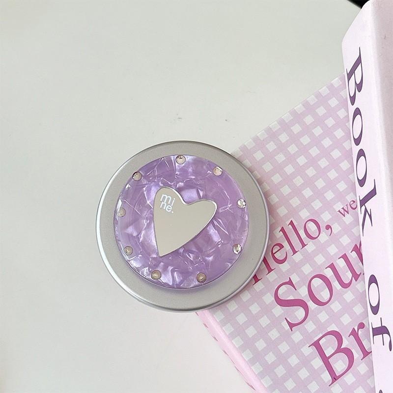 

Little Fresh Girl Heart Shaped Mirror Phone Airbag Bracket Round Ring Desktop Support Suitable Magsafe Magnetic Attraction