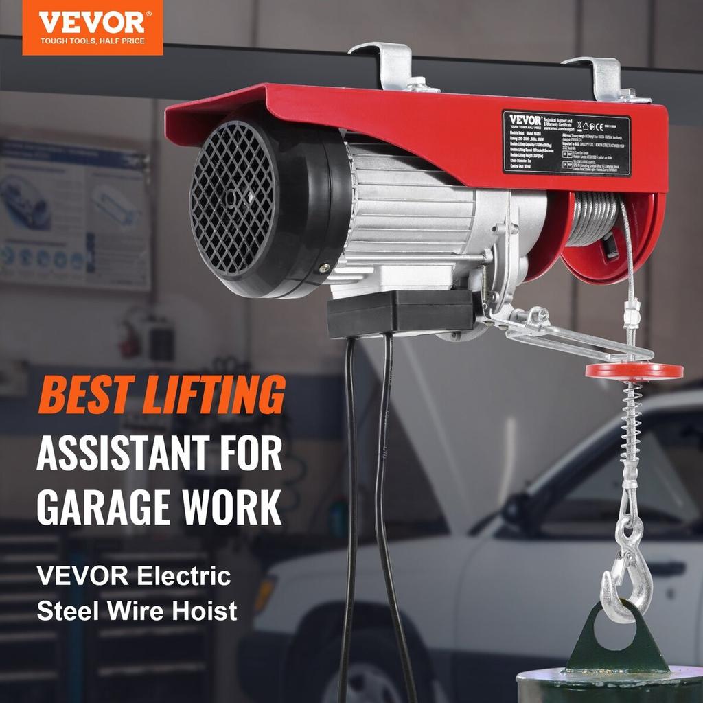 Electric Hoist Crane Winch 1760 lbs with 14 ft Wired Remote Control 230V