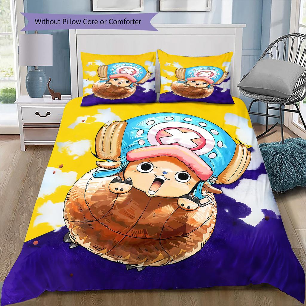Ensemble de literie motif Tony Tony Chopper Couette Housse de couette Taie d'oreiller Maison Cadeau d'anniversaire(1 housse de couette + 2 taies d'oreiller, sans garniture.)