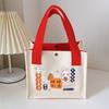 Cute Canvas Handbag Cartoon Small Bucket Bag Clutch Purse Bento Bag Office Worker Handbag Women Girls