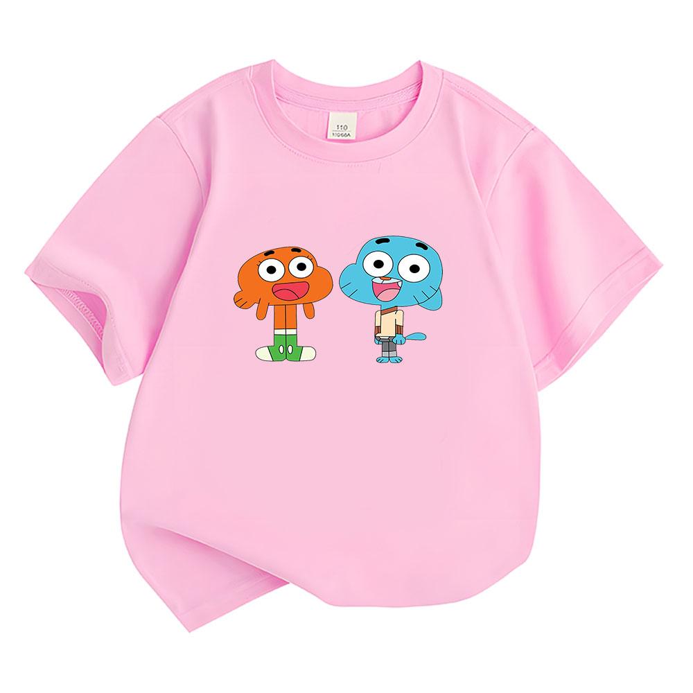 The Amazing World of Gumball Children's T-shirt 100% Cotton Cartoon Tees Boys Girls Anime Clothes Summer Short Sleeve Kids Top
