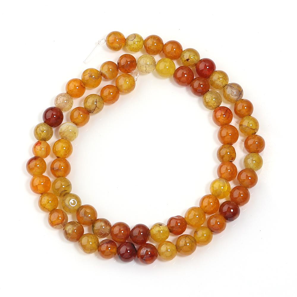Natural Agate Stone Beads 6 8 10mm Orange Dragon Pattern Round Loose Beads For DIY Jewelry Making Necklace Bracelets Accessories