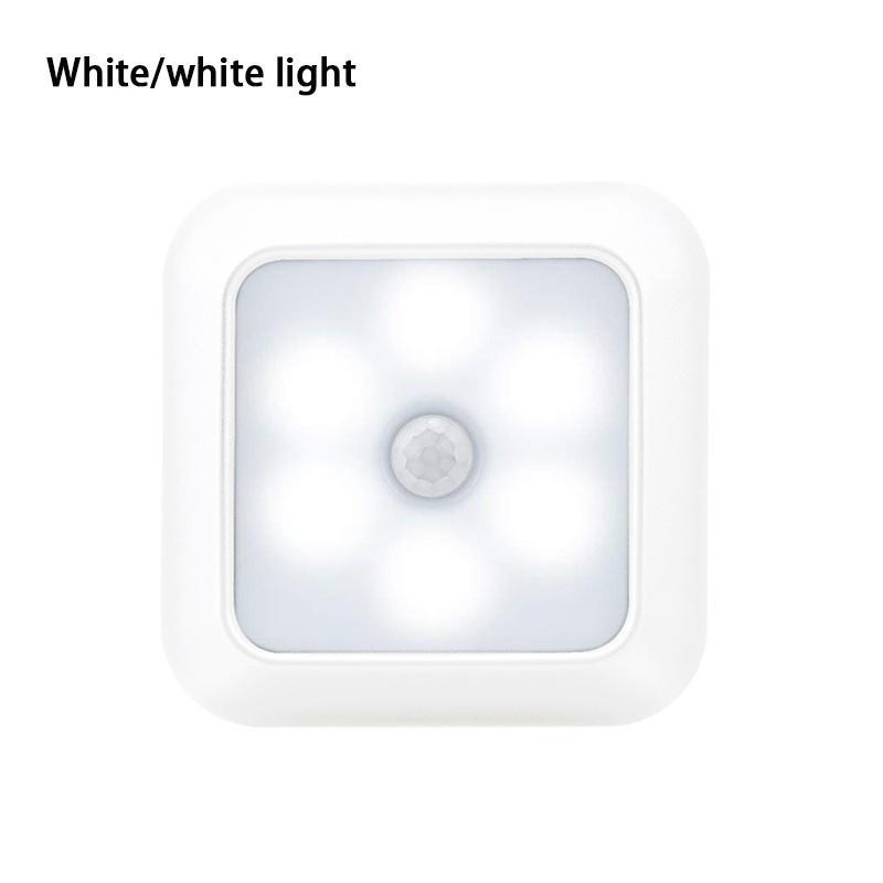 Motion Sensor Night Light 6leds Wall Closet Cabinet Stair Indoor Lighting Wireless Lamp White Light/Warm Light