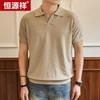 Hengyuanxiang Men's Business Casual Knit Short Sleeve Polo Shirt