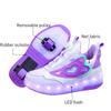 Dětské osmikolečkové LED svítící kolečkové brusle dobíjecí svítící vycházkové boty dívčí čtyřkolečkové in-line brusle dětské zábavné boty
