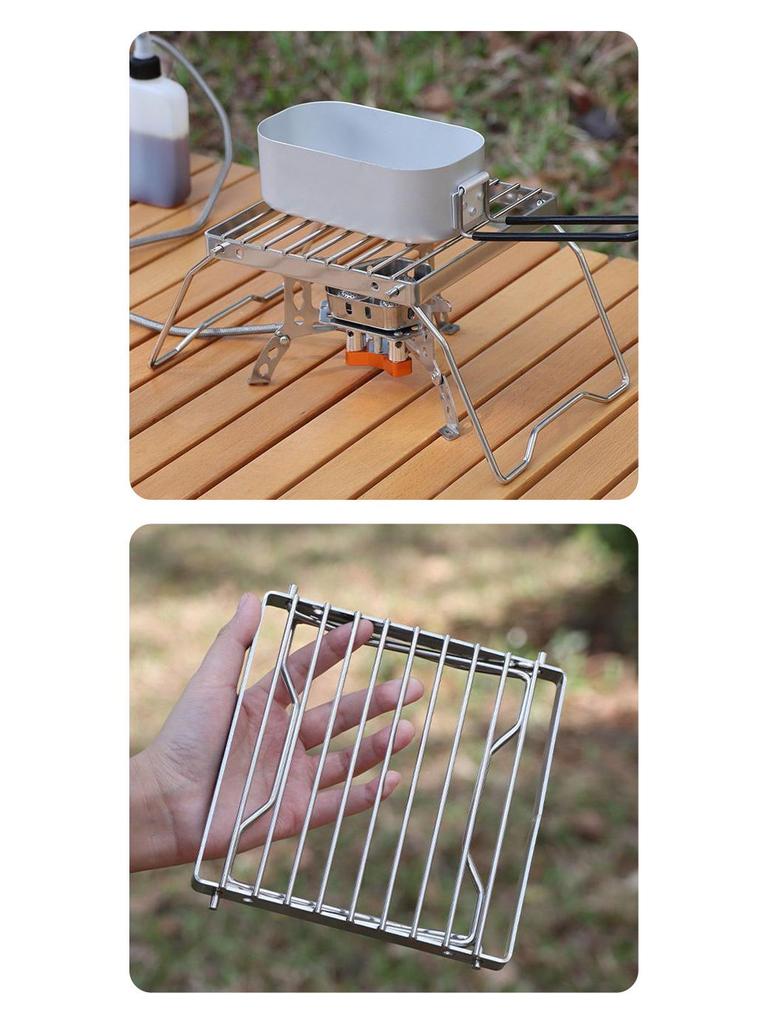 Tragbarer Faltbarer Edelstahl-BBQ-Grill mit Grillplatte & Kesselständer