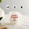 10oz Frosted Glass Mug – Jade-Like Finish, 'Happy Birthday' Red Print, Elegant Gift for Parties
