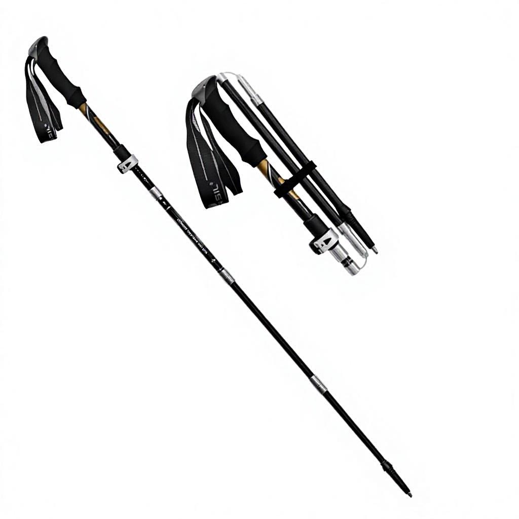 Five-section Carbon Fiber Trekking Pole Ultralight External Lock Adjustable Length 34-125cm Straight Grip Cork Hiking