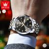 OLEVS 9931 Quartz Watch for Men Solid Stainless Steel Strap Rhombus Design Fashion Business Wristwatch Men's Waterproof Watches