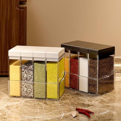 Four-Compartment Seasoning Jar Set for Kitchen – Store Salt, Sugar, MSG & More
