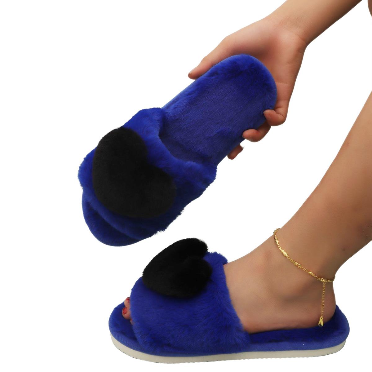 

Новые женские зимние тапочки - Плюшевая флисовая подкладка, Нескользящая подошва из ЭВА с узором в виде сердечек, Уютные домашние тапочки для дома 36-37