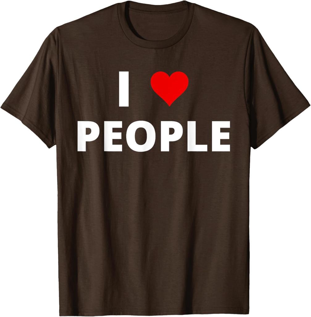 Ich liebe Menschen Grafikdruck Baumwolle Kurzarm T-Shirt Lässig Täglich Rundhalsausschnitt T-Shirt