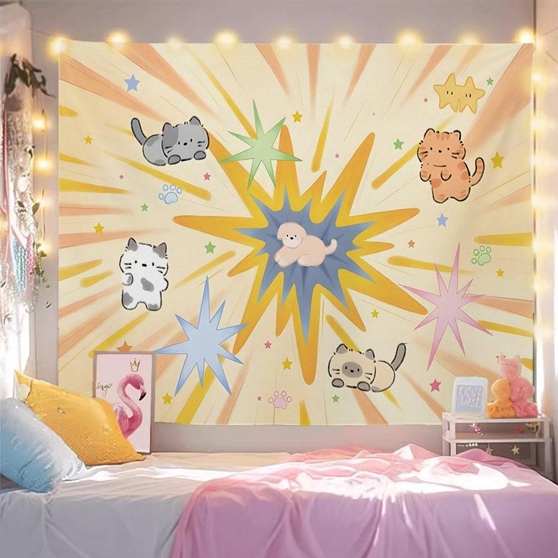 Cute Animal Tapestry Lovely and Healing Wall Hanging for Bedroom Dorm Cartoon Wall Decor Cloth to Cover Unsightly Walls