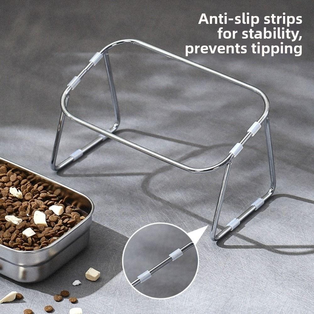 Anti Slip Pet High Footed Bowl Stainless Steel Pet Water Feeder Container  Wet Dry Food