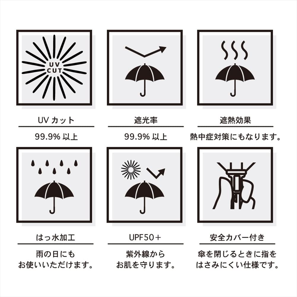 Ogawa SONAERU PARASOL Folding Black and Blocks Over of UV Suitable for Rain or Reflective UV Checker that Changes Color in UV Includes Emergency