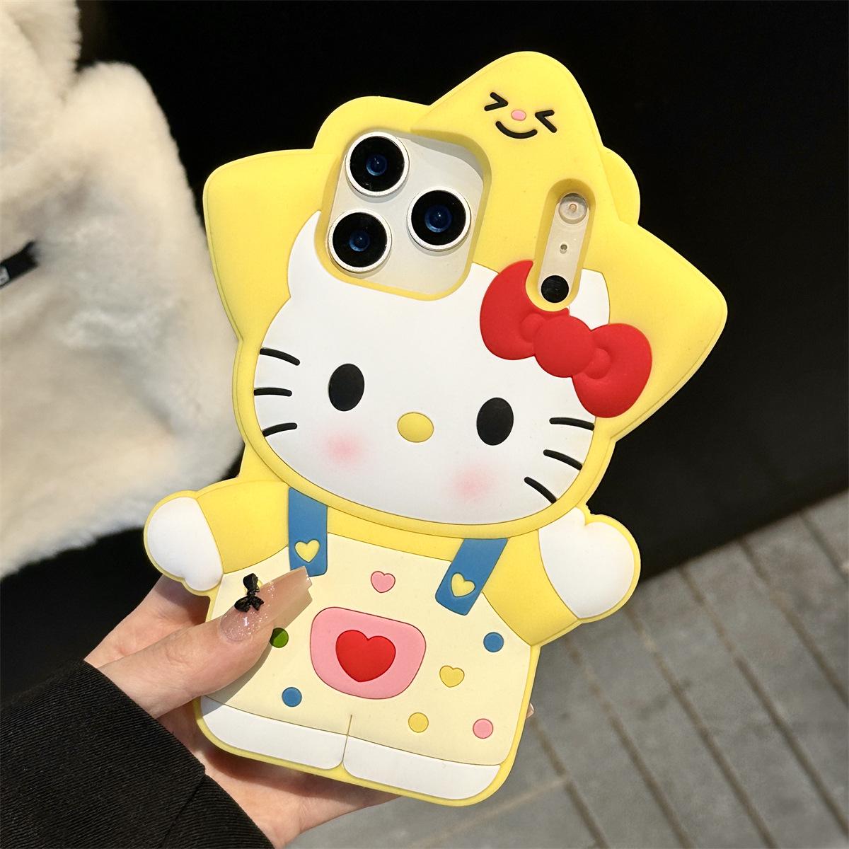 

KT Cat Cartoon Star Straps Phone Case for iPhone 14/13 & Apple 17/16/15 PROMAX - Anti-Fall Protection iPhone 17 Pro
