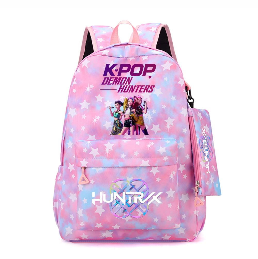 Set 3 piese/set Anime Desene animate Kpop Imprimate Rucsac Geantă de mână Etui pentru creioane pentru Adolescent Student Fată Băiat Ghiozdan Copil Ghiozdan Capacitate Mare Geantă de călătorie Cadou