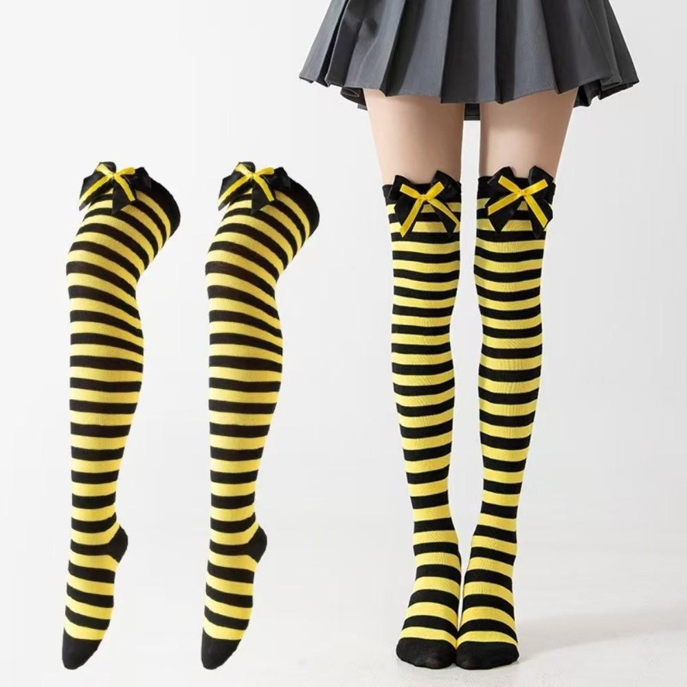 Japanese Style Over Knee Socks Keep Warm Thigh High Socks Striped Long Socks Stockings Cosplay