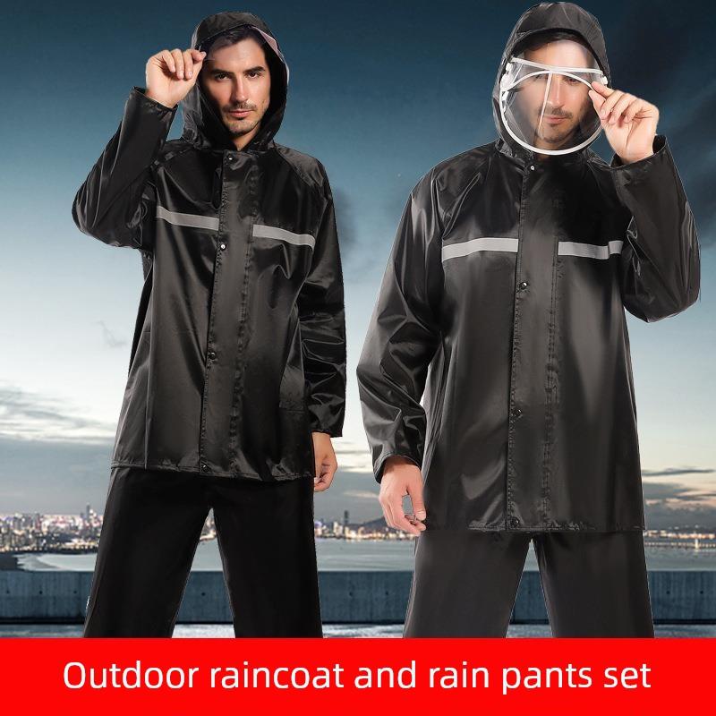 Thickened Motorcycle Raincoat Set Split Adult Reflective Raincoat Outdoor Riding Split Double-Layer Raincoat Rain Pants