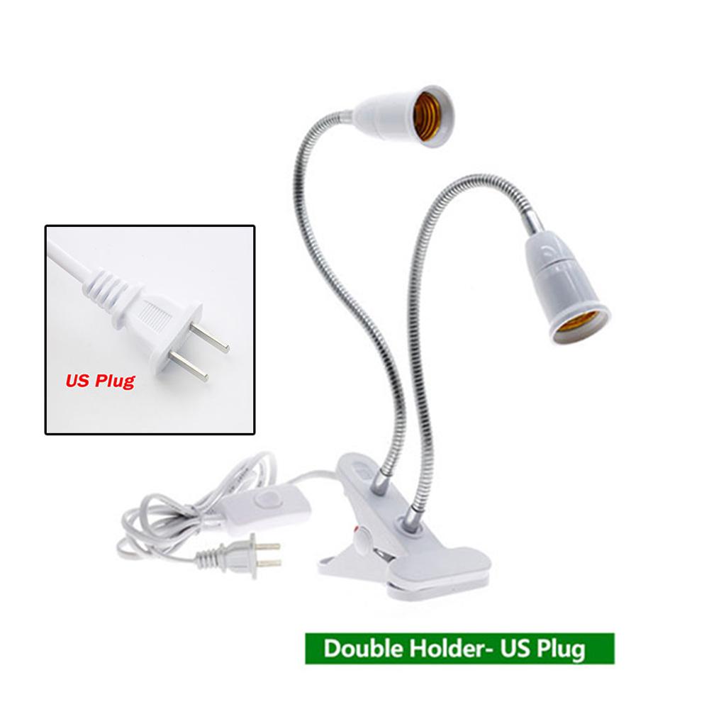 

Гибкий держатель настольной лампы на 360 градусов, цоколь E27, цоколь с гусиной шеей, зажимной кабель с выключателем для домашнего растения Dual heads US Plug