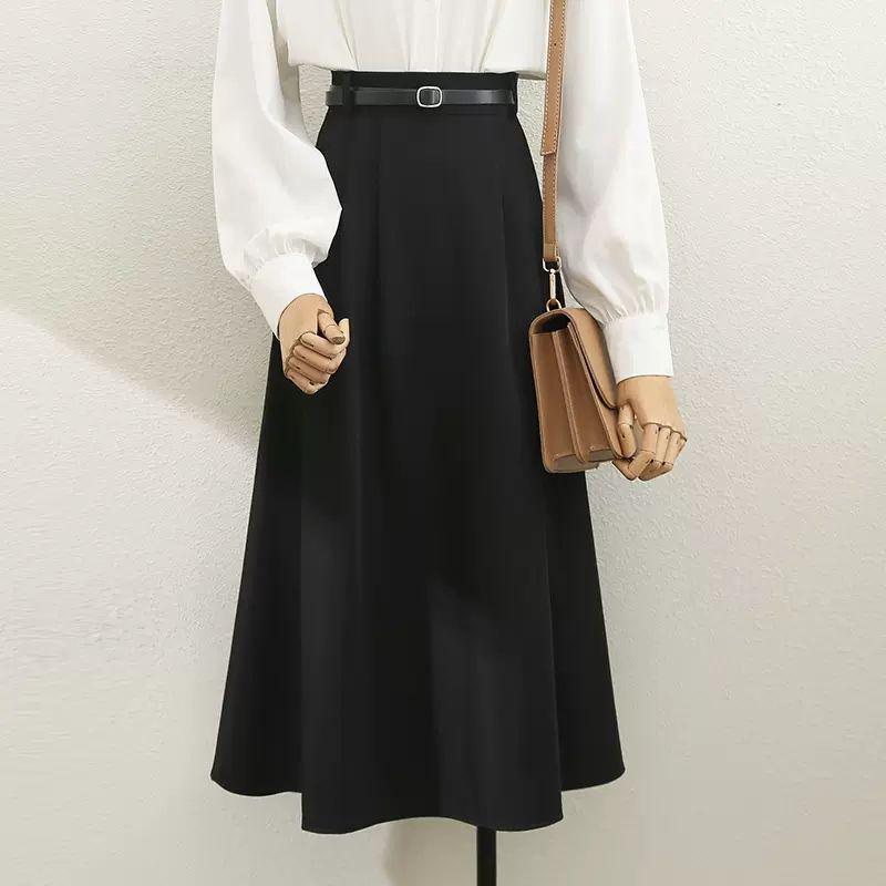 Women's High Waist A-Line Swing Skirt - Off-White, Small To Large, 2024 Spring/Autumn Collection