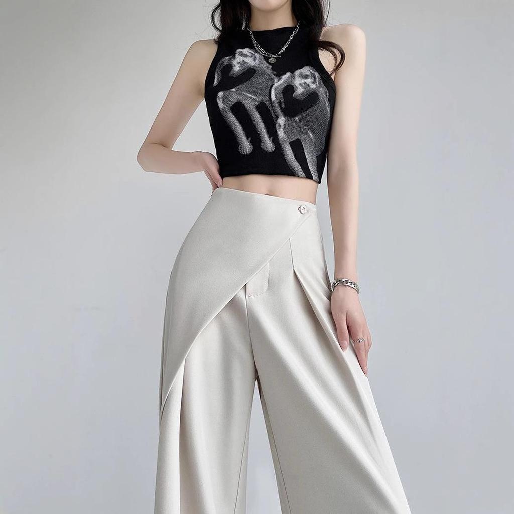 Ensemble deux pièces taille haute à jambes larges pour femmes