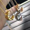 V Gold Water Ice Moon Argyle Necklace - High Quality CNC Moon Diamond Clavicle Chain