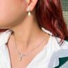 Light Luxury Design Pearl Collarbone Chain Micro-Inlaid Zircon Pearl Necklace Earrings Set