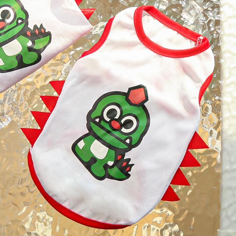 Spring and Summer New Dog and Cat Pet Clothing, Dog Supplies, Mesh Dinosaur Vests, Outdoor Sun Protection Products