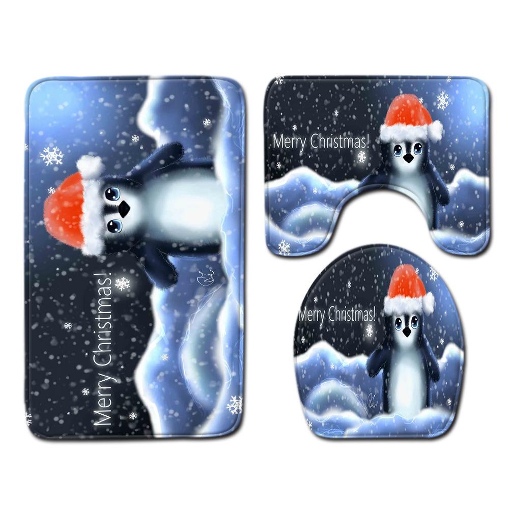 Christmas Bathroom Floor Mat Toilet Three-Piece Set