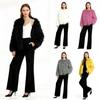 Giacca Corta da Donna in Pile Morbido Colore Unito Caldo Cappotto di Peluche Manica Lunga Capospalla Casual